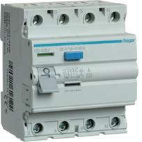 Srovės nuotėkio relė Hager CD425J (A, 25A, 4P, 30mA, 230V)
