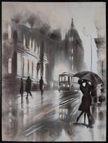 Rankomis tapytas paveikslas "miesto peizažas" 60x80 cm