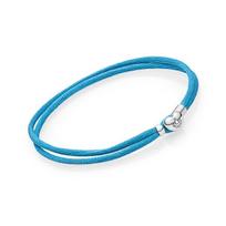 Pandora Vienspalvė pintos raidės graviruota sterlingų sidabro apyrankė Moteriška apyrankė Mėlyna 590749CTQ 16cm