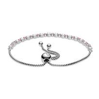Pandora Skaidri Blizgi Slankiojama Sagtimi Apyrankė Moteriškos apyrankės Sidabrinė Rožinė 598517C02 Box,25