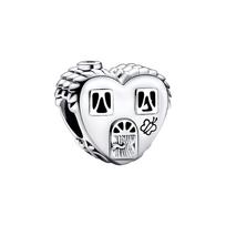 Pandora Laimės širdies formos namelio pakabukas Moteriškas pakabukas Sidabrinis 792249C00 Silver,F