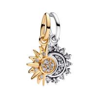 Pandora Saulės ir Mėnulio pakabukas Moteriškas pakabukas Auksinis Sidabrinis 763585C01 Box beige