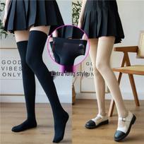 Extra Long Velvet Thigh High Socks for Tall Women, 65CM Over-the-Knee Black Stockings for Layering One Size juoda