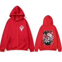 Game Hollow Knight Graphic Zipper Hoodie Men Women Clothing Cotton Casual Oversized Streetwear Male Vintage Zip Up Jacket Coat S raudona