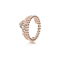 Pandora Princesės karūnos žiedas Moteriški žiedai Rožinio aukso 180880CZ 50