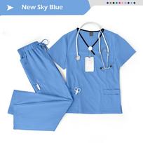 Elastic Breathable Nursing Articles Surgical Uniforms Woman Hospital Clinical Uniform Multicolor Short Sleeved Beauty Salon Wear S
