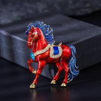 Retro Zodiac Galloping Horse Brooch: High-End Alloy Drip Oil Fashion for Men's Suits and Overcoats.