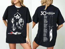 Scream 30-mečio Kill Tour Marškinėliai Vyrams ir Moterims Vasariniai Grynos Medvilnės Drabužiai Madingi Gotikiniai Trumpomis Rankovėmis Marškinėliai 4XL