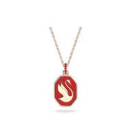 Swarovski Swan Signum Red Swan Octagonal Badge Elegant Simple Gold Plated Necklace Women necklace 5631675 Box (Random Color)