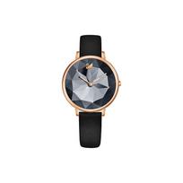 Swarovski Crystal Lake Laikrodis Kvarcinis Mechanizmas Odinis Dirželis Juodas Ciferblatas Elegantiškas Madingas Juodas Laikrodis Moteriški Laikrodžiai 5416009 Black Dial