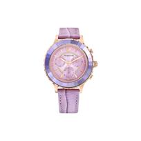 Swarovski Octea Lux Chrono Laikrodis Kvarcinis Mechanizmas Odinis Dirželis Violetinis Ciferblatas Moteriški laikrodžiai 5632263 Purple Strap