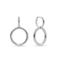 Pandora dvigubo žiedo 925 sidabro auskarai Moteriški auskarai 299562C00 Box,F,Silver