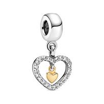 Pandora Amžinai širdyje 925 sidabro 14K aukso pakabukas moterims 791421CZ Box