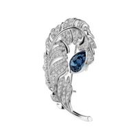 Swarovski plunksnos dizaino imituoto kristalo rodžio padengimo sagė Unisex sagė Sidabrinė 5730360 F,Silver