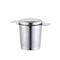 304 nerūdijančio plieno arbatos ir kavos sietelis su dangteliu ir dvigubų auselių tinklelio filtru Square double ears with cover