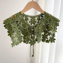 Korėjietiško stiliaus gėlėtas nėriniuotas medvilninis bolero šalis moterims - Pavasarinė & Vasarinė kaklą rišama dengiamoji skara beige