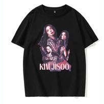 BLACKPINK Kim Jisoo Vintage Stage Collage Graphic Oversized Black T-Shirt | K-pop Fan Merch Tee 4XL