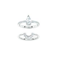 Swarovski Attract Dvigubas žiedas Vandens lašo stiliaus Susidedantis jungiamasis žiedas Moteriški žiedai Padengtas platina sidabras 5572668 Box (Random Color),50 white