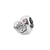 Pandora Kūdikio delno atspaudas Rožinė apyrankės pakabukas Kūdikio apyrankė Sidabrinė 791280PCZ Box,Silver