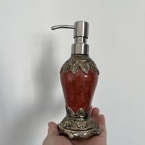 Senovinio agato spalvos muilo dozatorius, daugkartinio užpildymo dervos skysto muilo dozatorius, virtuvės rankų dezinfekavimo priemonės buteliukas, vonios reikmenys 300ml raudona