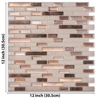 5-sheets Self-Adhesive Oblong Wall Tile Stickers Waterproof Vinyl Wallpaper Multi-Color Combination for Bathrooms, Kitchens