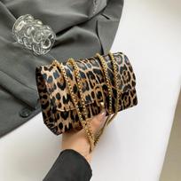 1Pc Women Leopard Print Mini Flap Crossbody Bag Vintage Metal Chain Strap Faux Leather Zipper Shoulder Bag Trendy Fashion Small Handbag for Lady