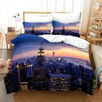 3D Spausdintas Niujorko Nakties Vaizdas Patalynės Komplektas Antklodės Užvalkalas Karalienės Dydis Berniukams Suaugusiems Patogus Minkštas Antklodė 135x200cm 2pcs