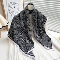 Dryžuotas tvilo šilko šalikas: Didelė kvadratinė skara ir apsauga nuo saulės kelioninė galvos skara - 90 cm, puikiai tinka pavasariui ir rudeniui 90x90cm