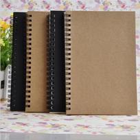 Retro kraftpopieriaus tuščias bloknotas - vienspalvis eskizų dienoraštis Black Cover White Pages 12*18cm