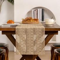 Burlap Jute Crochet Table Runner – Dining Table Decoration 30x50 cm tamsiai ruda spalva
