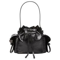 Acne Studios Drawstring Closure Design Bucket Bag Women Handbags Black A10471-900 Basic Set (Bag+Dust Bag)