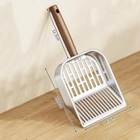 Stainless Steel Cat Litter Scoop Long Wooden Handle Pet Waste Shovel Cleaning Tool Long Handled Hollow Shovel Cats Supplies A1
