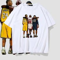 Kobe Bryant vasariniai trumpomis rankovėmis marškinėliai Lebron James dizainas Didysis Trejetas Krepšinio grupės nuotrauka Galinė pusė Unisex madingi marškinėliai 4XL