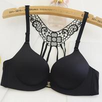 Moteriška liemenėlė priekyje su sagtimi apatiniai nėriniai Sexy Leopard Print Be Underwire Beauty nugaros liemenėlė 40/90C juoda