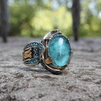 Carved Blue Alloy Two-Tone Retro Wedding Rings for Men and Women Size 12