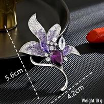 Elegantiška violetinės lelijos kristalinė sagė - Moteriška gėlių papuošalų boutonnière violetinė
