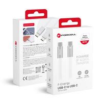 USB C į USB C laidas Forcell F-Energy QC4.0 PD 3A 60W Cafule Flat 1,2 m CCFN23 baltas