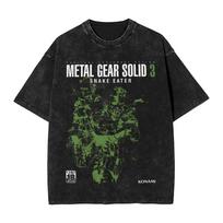 Metal Gear Solid 3: Gyvatės Valgytojas Vintažiniai Nusidėvėję Didelio Dydžio Juodi Marškinėliai | Konami Taktinio Šnipinėjimo Žaidimo Gerbėjų Prekės Marškinėliai L
