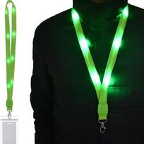 LED šviečiantis kaklo dirželis ID kortelės dėklas Kelionės lanyardai Raktų pakabukas Mirksintys lanyardai Kortelių laikiklis žalia