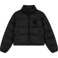 Calvin Klein raidė stovima apykaklė laisvas ilgomis rankovėmis pūkinis paltas moteriški viršutiniai drabužiai 47D503G-UB1 XXS black