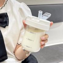 Naujas didelės talpos nešiojamas vandens buteliukas su šiaudeliu - Stilingas dizainas mergaitėms ir studentams, Patvarus plastikinis puodelis Plastic Cup