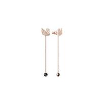 Swarovski Iconic Swan dviejų juostų auskarai Moteriški auskarai Rožinio aukso 5373164 Box (Random Color)