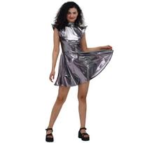 Moteriškas blizgus suknelės kostiumas be rankovių Futuristinis be rankovių Kosminis čiuožėjas Disco vakarėlis S