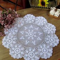 Rankų darbo nertas padėkliukas puodeliui Medvilnės nėriniai Padėkliukas stalui 60/70/ 80/ 90 CM RD Shabby Chic 4 Dydžiai Vintažinis nertas staltiesė 60cm balta