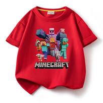 Minecraft Animacinio Spausdinimo Grynos Medvilnės Vaikų Marškinėliai 150 raudona