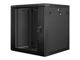 Lanberg | Rack cabinet 19″ wall-mount 12U/600×600 (flat pack) with glass door | WF01-6612-10B | Black
