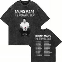 100% medvilnės, senovinio plovimo Bruno Mars The Romantic Tour 2026 marškinėliai, madingi vyriški/moteriški, retro, oversized, laisvi, rūgštinio plovimo T-shirt L