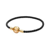 Pandora Shine Vienas Apskritimas Odinis Zodiako Ženklas Raudonas Laimės Aukso Lydinio Apyrankė Moteriška apyrankė 568777C02 Box,19cm black