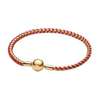 Pandora Gyvatės Kaulo Grandinėlės Susipynusio Dizaino Apyrankė Moteriška apyrankė Raudona 563816CO1 Box+Shopping Bag,19cm