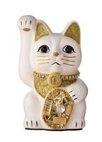 Laimingas Katas Milijonierius Katas Dešinė Letena Pakelta Keramikinis Laimingas Katas Palankus Feng Shui Ornamentas (M dydžio baltas) / _ Maneki-neko (ml_M Balta)